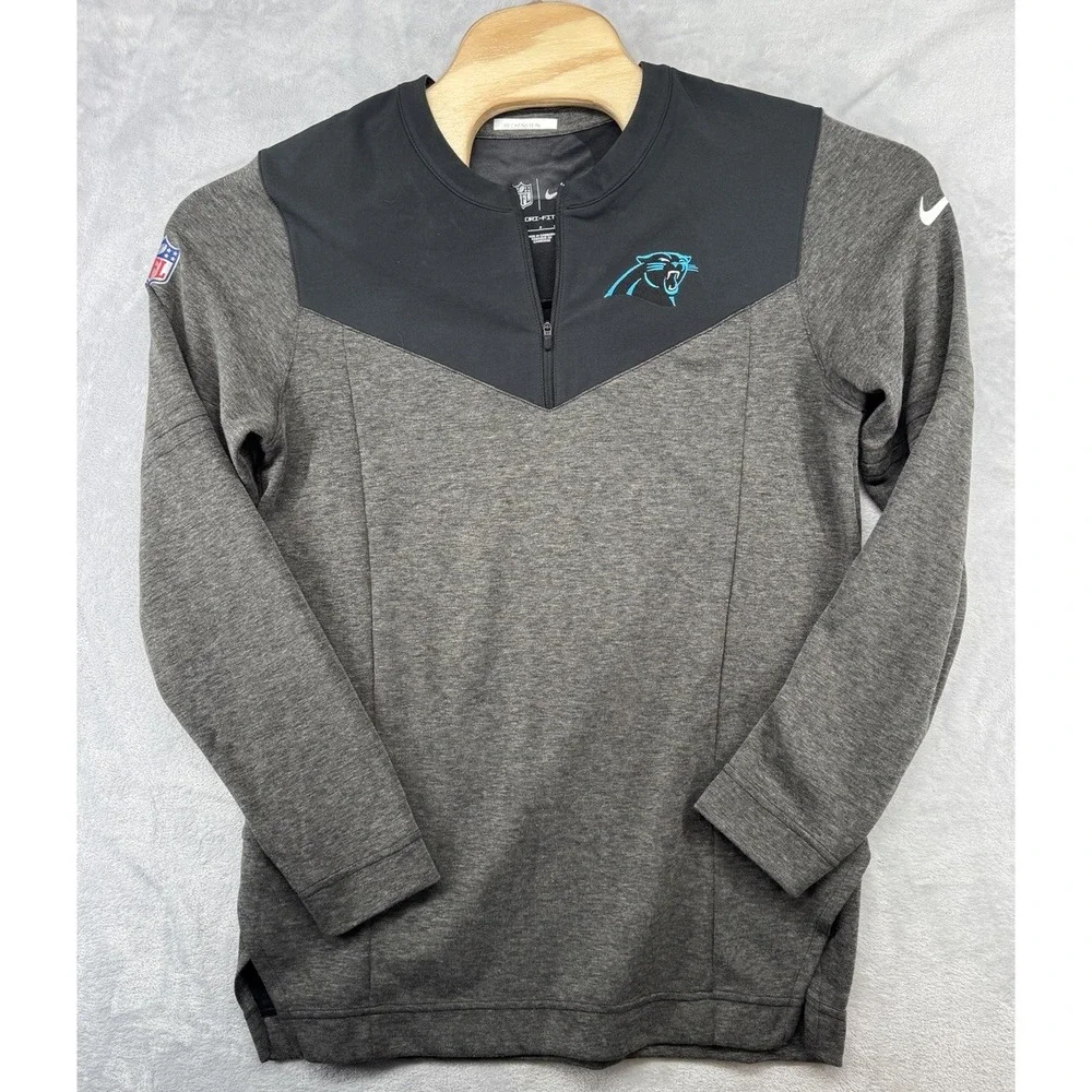 Nike Dri Fit NFL Carolina Panthers Team Issued Long Sleeve 1/4 Zip Shirt Men's S